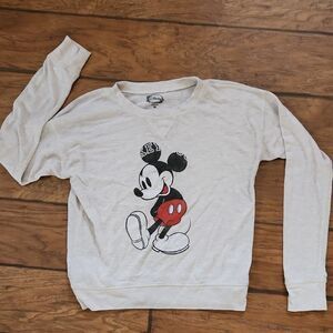 Disney Cream Graphic Mickey Mouse Womens Medium Top
